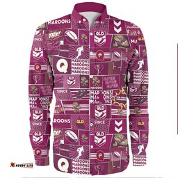 Amazing Aussie Queensland Sport Team Of Us Die Hard Fan Supporters Comic Style Long Sleeve Shirt