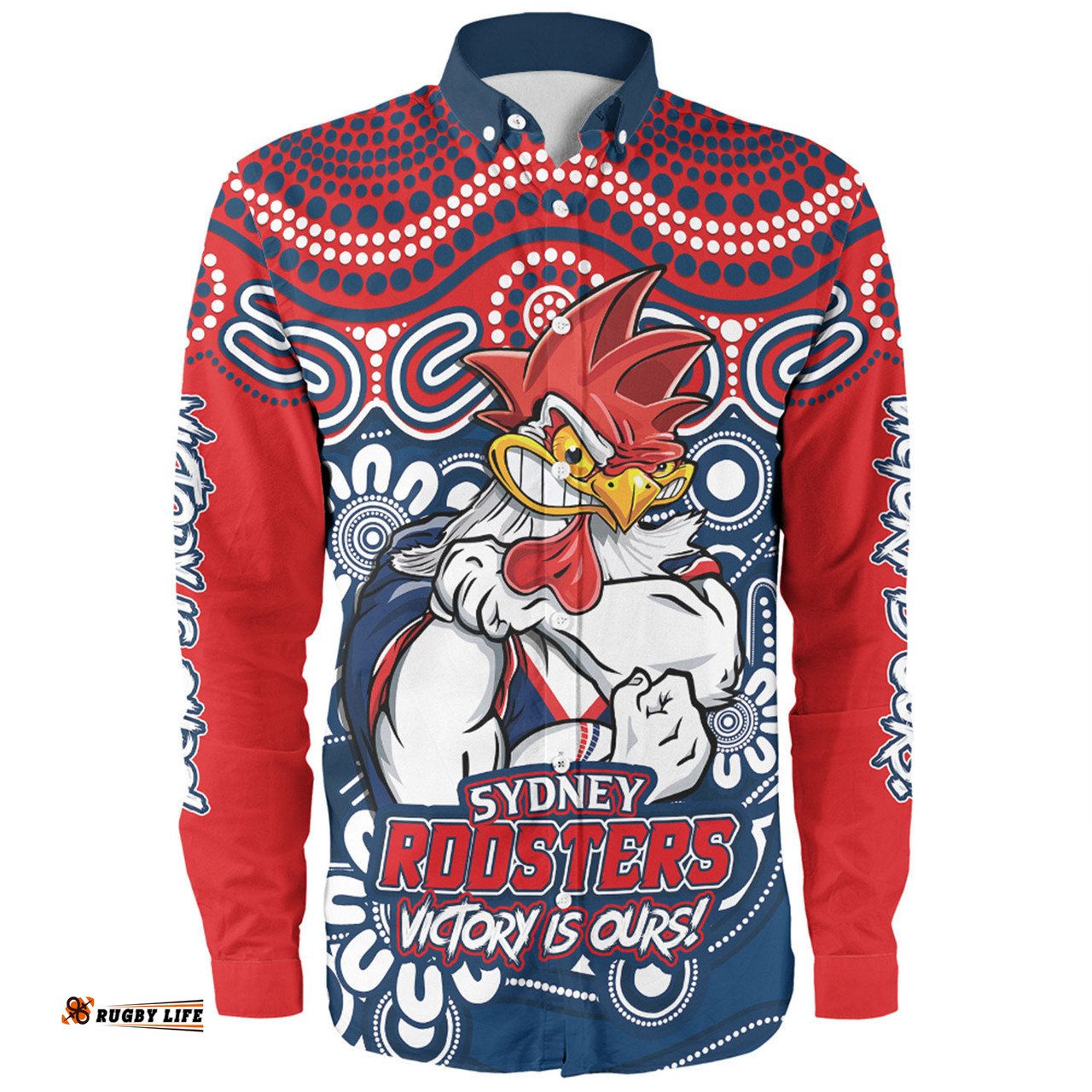 Amazing Aussie Sydney Roosters Aboriginal Inspired Tough Fan Rugby For Life Long Sleeve Shirt