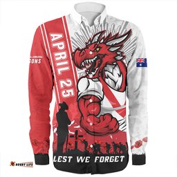 Amazing Aussie St. George Illawarra Dragons Anzac Day Lest We Forget Strong Fighting Spirit Long Sleeve Shirt
