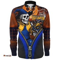 Amazing Aussie West Coast Eagles Halloween Night Reaper Zipper Long Sleeve Shirt