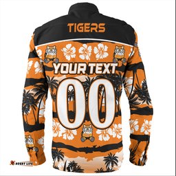 Amazing Aussie Wests Tigers Tropical Hibiscus and Coconut Trees Long Sleeve Shirt
