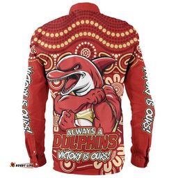Amazing Aussie Redcliffe Dolphins Aboriginal Inspired Tough Fan Rugby For Life Long Sleeve Shirt