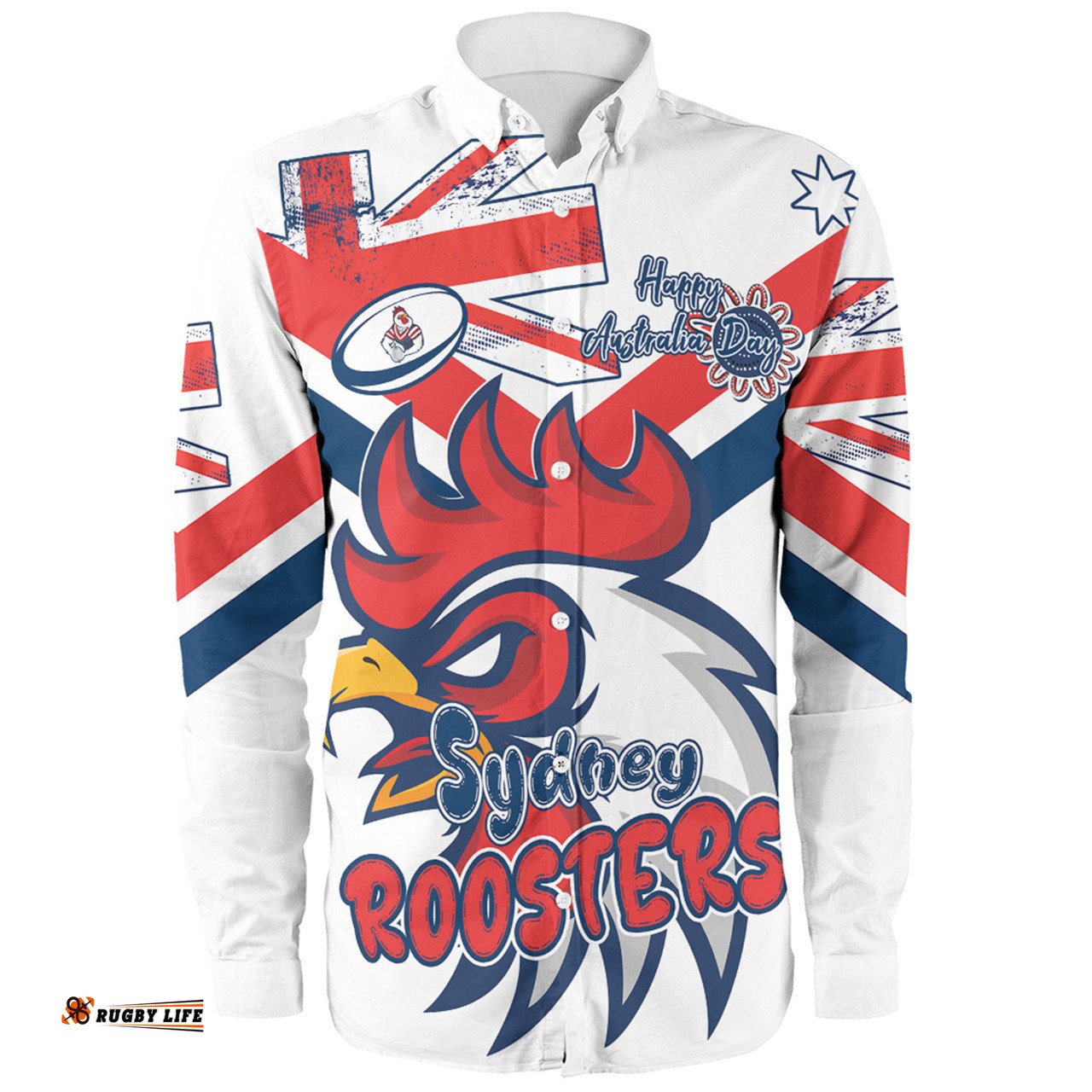 Amazing Aussie Sydney Roosters Happy Australia Day We Are One And Free V2 Long Sleeve Shirt