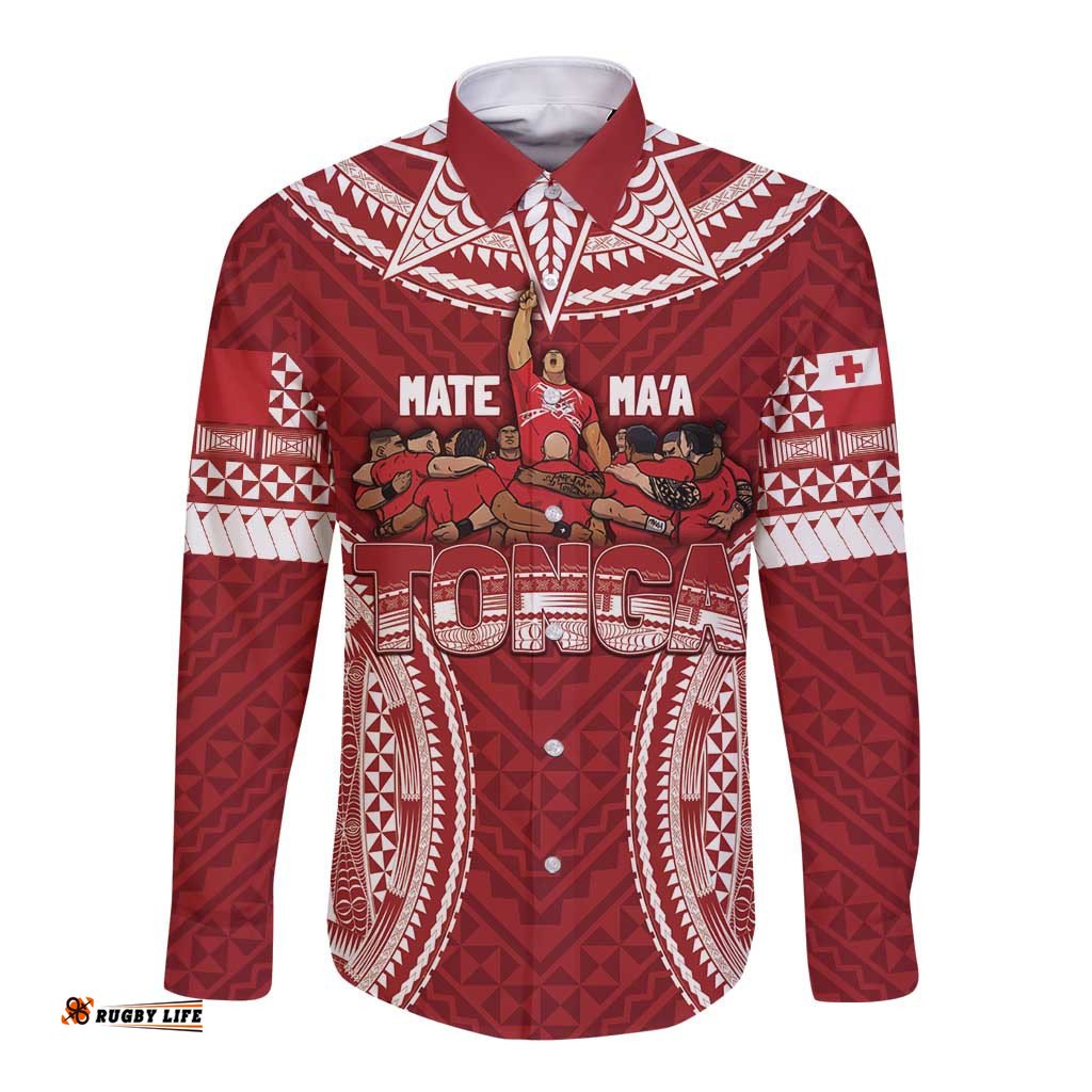 Personalized Mate Maa Tonga Rugby Long Sleeve Button Shirt Ofa Atu Tonga