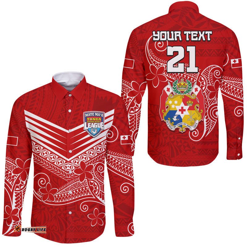 Custom Personalised Tonga Mate Ma'a Rugby Kupesi Hawaii Long Sleeve Button Shirt