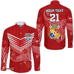 Custom Personalised Tonga Mate Ma'a Rugby Kupesi Hawaii Long Sleeve Button Shirt