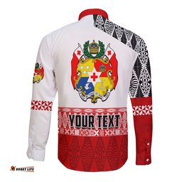 Custom Personalised Tonga Rugby Long Sleeve Button Shirt Kupesi Ngatu Mate Maa Tonga