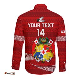 Custom Tonga Rugby Long Sleeve Button Shirt 2023 Ikale Tahi Tongan Ngatu Pattern