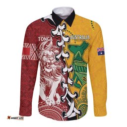 Mate Ma'a Tonga Vs Australia Rugby Personalized Long Sleeve Button Shirt Special Mascots