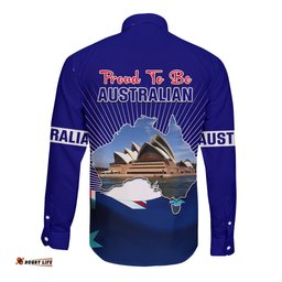 Australia Day Long Sleeve Button Shirt 2024 Proud To Be Australian Flag Color