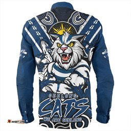 Geelong Cats Long Sleeve Button Shirt Ripped Legacy Of The Game