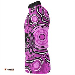 Australia Long Sleeve Button Shirt Aboriginal Indigenous Dot Painting Pink