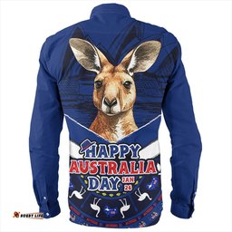 Australia Long Sleeve Button Shirt Kangaroo Pride Australia Day
