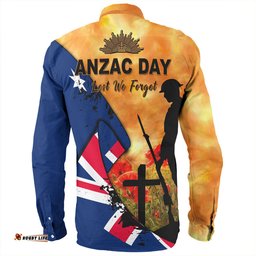 Australia Anzac Day Long Sleeve Button Shirt - Anzac Day Flag Lest We Forget Long Sleeve Button Shirt