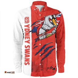 Sydney Swans Long Sleeve Button Shirt Burning Passion Of Power Scratch Style