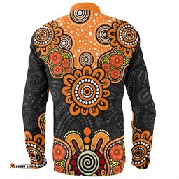Australia Long Sleeve Button Shirt Aboriginal Indigenous Dot Style Design Cuture
