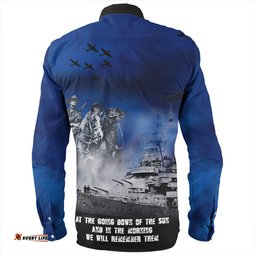 Australia Long Sleeve Button Shirt Remember All The Battles Fought Blue