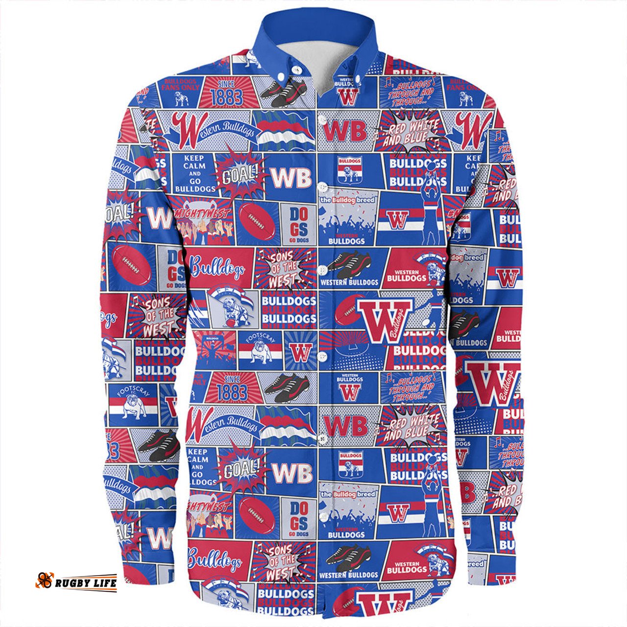 Western Bulldogs Long Sleeve Button Shirt Legacy Of The Pride Comic Style