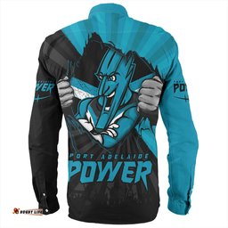 Port Adelaide Long Sleeve Button Shirt Breaking Through Fan Design