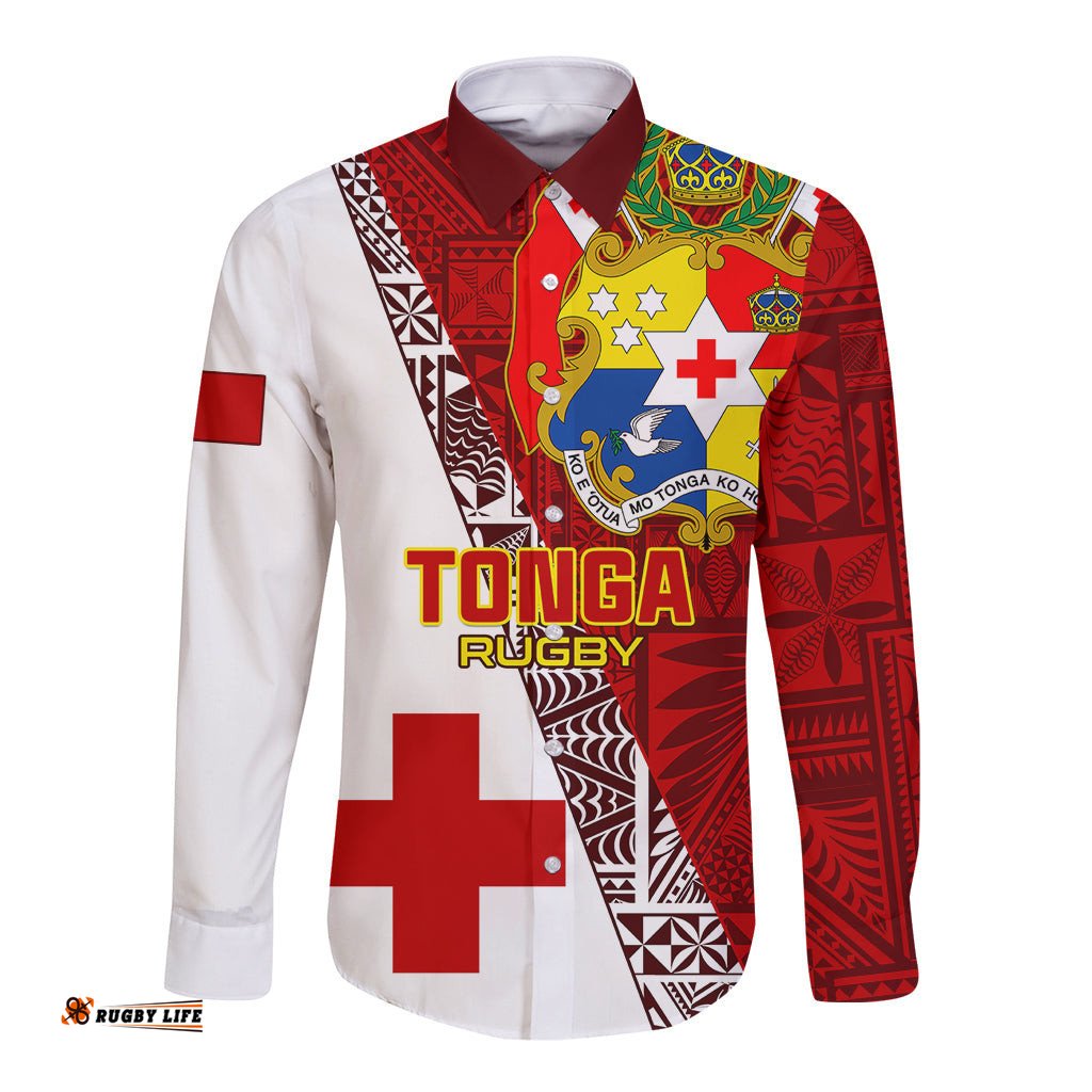 Tonga Rugby Long Sleeve Button Shirt Tongan Go 2023 World Cup