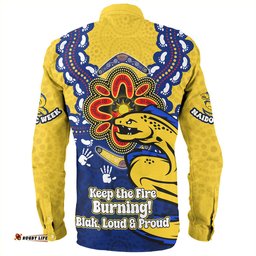 Parramatta Eels Long Sleeve Button Shirt Aboriginal Inspired Naidoc Symbol Pattern