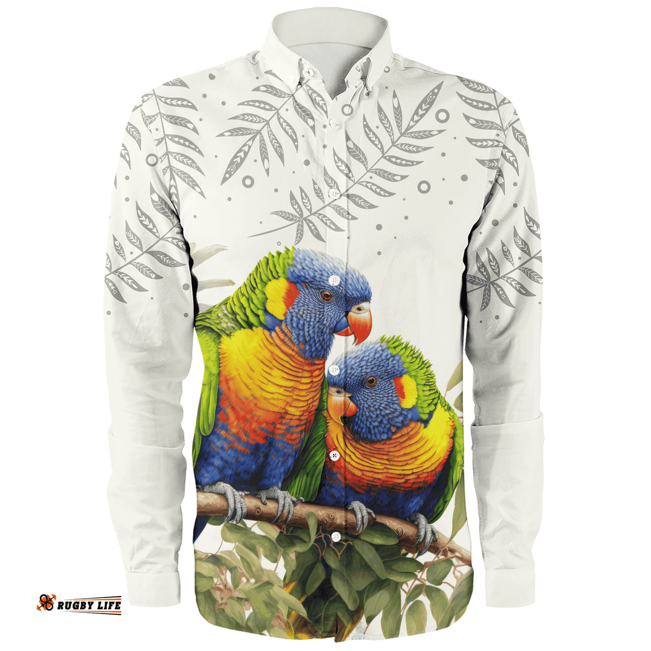 Australia Long Sleeve Button Shirt Australia Rainbow Lorikeets Birds Art Inspired