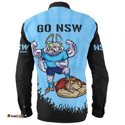 New South Wales Blues Long Sleeve Button Shirt Custom State Of Origin 2024 Go Mighty NSW Blues For Die Hard Fan Supporters