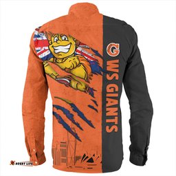 GWS GIANTS Long Sleeve Button Shirt Burning Passion Of Power Scratch Style