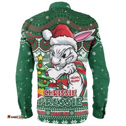 South Sydney Rabbitohs Long Sleeve Button Shirt Aussie Ugly Christmas For Die Hard Fan Supporters