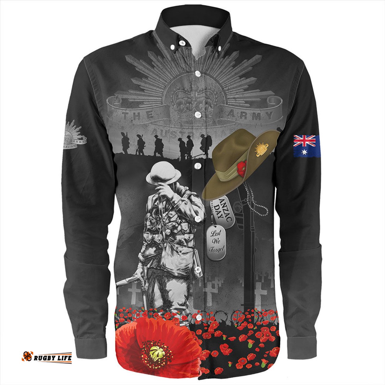 Australia Long Sleeve Button Shirt Anzac Day Australian Army Memorial