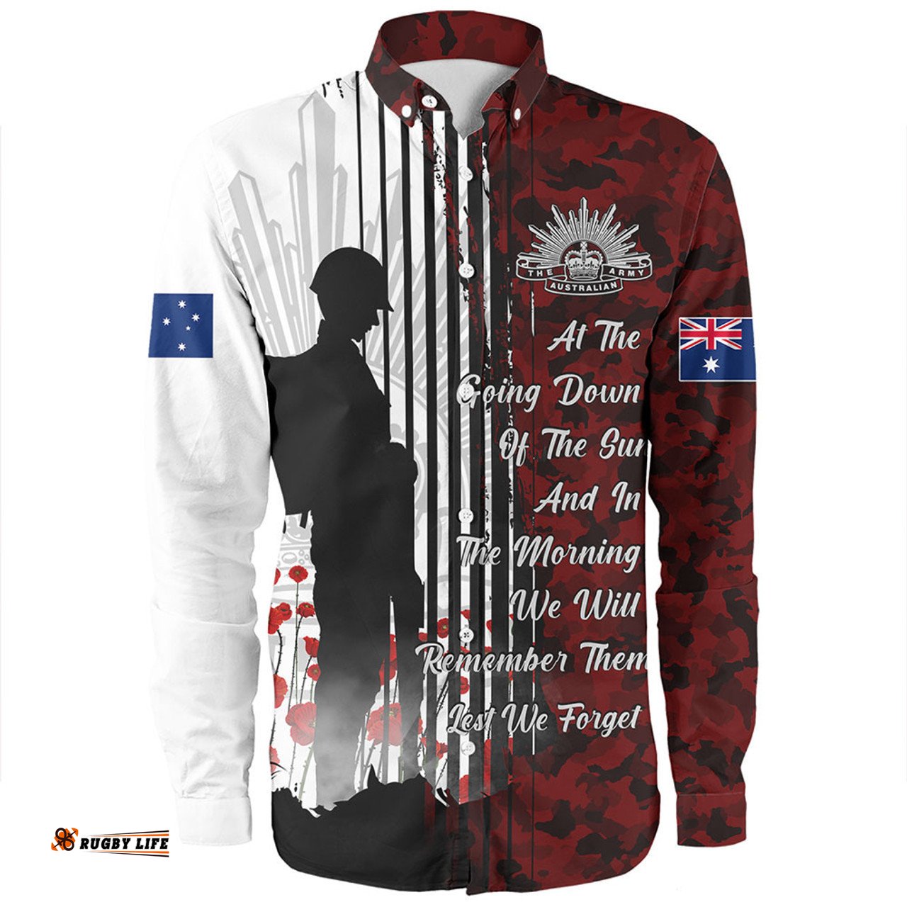 Australia Long Sleeve Button Shirt Spirit Of Remembrance Day Lest We Forget