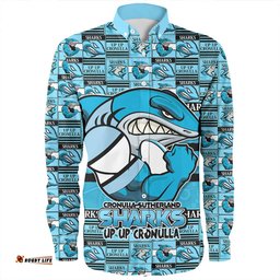 Cronulla-Sutherland Sharks Long Sleeve Button Shirt Champion������������������������������������������������������s Pride Comic Style