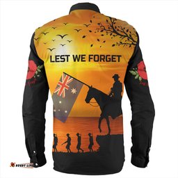 Australia Long Sleeve Button Shirt Lest We Forget Anzac Horse Brigade