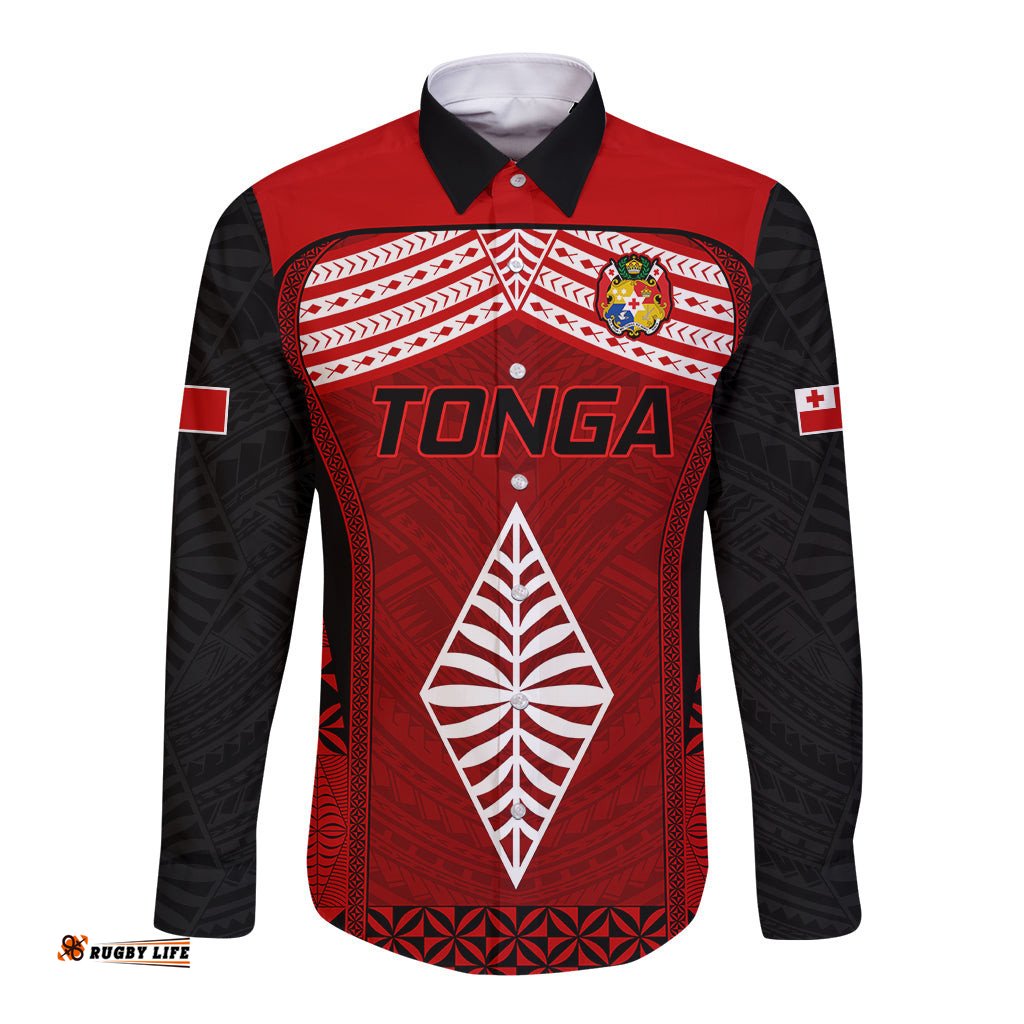 Tonga Rugby Long Sleeve Button Shirt Go Champions World Cup 2023 Ngatu Unique