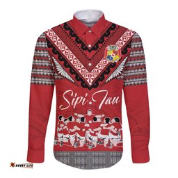 Personalised Tonga Rugby Pacific Long Sleeve Button Shirt Ikale Tahi Sipi Tau