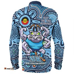 New South Wales Blues Long Sleeve Button Shirt Custom Naidoc Week 2024 Aboriginal Pattern And Torres Strait Islander Inspired