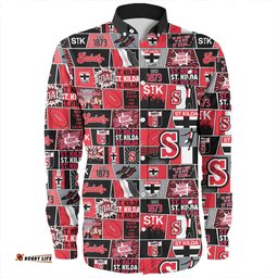 St Kilda Long Sleeve Button Shirt Legacy Of The Pride Comic Style