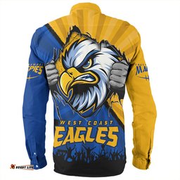 West Coast Eagles Long Sleeve Button Shirt Breaking Through Fan Design