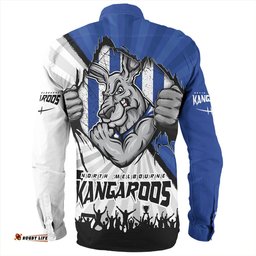 North Melbourne Long Sleeve Button Shirt Breaking Through Fan Design