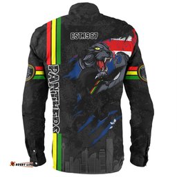 Penrith Panthers Long Sleeve Button Shirt - Happy Australia Day Flag Scratch Style