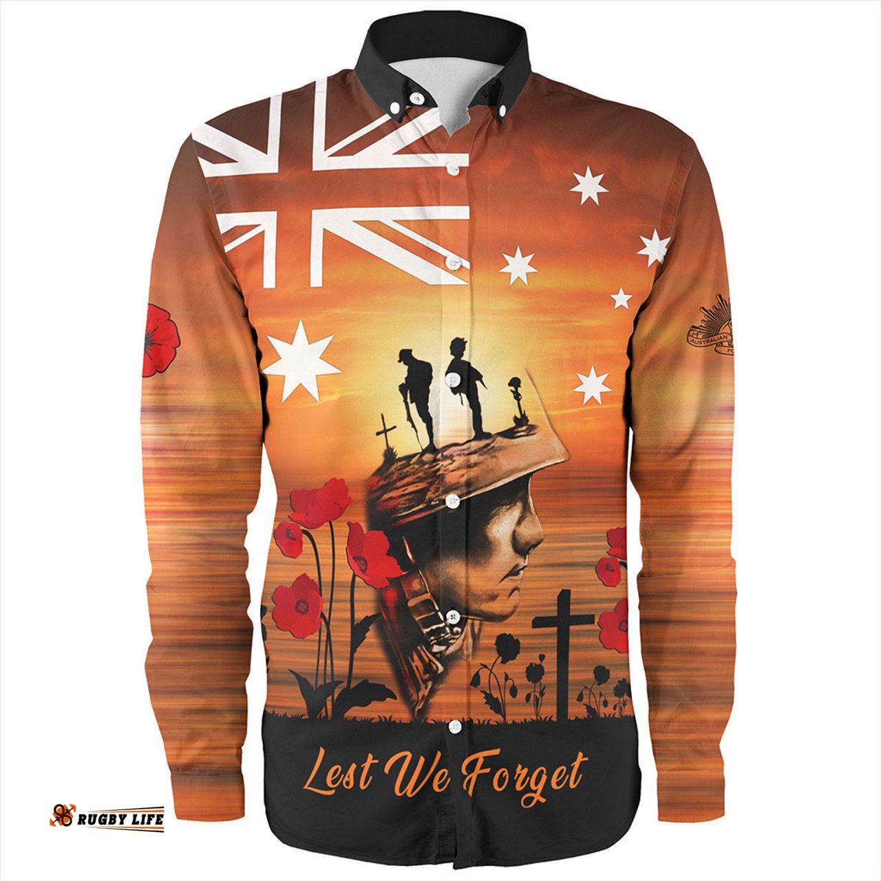 Australia Long Sleeve Button Shirt We Will Never Forget