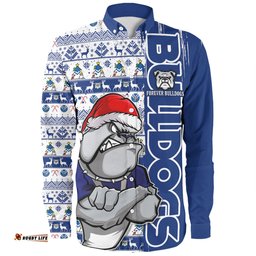 Canterbury-Bankstown Bulldogs Long Sleeve Button Shirt Merry Ugly Xmas Nordic Pattern Style