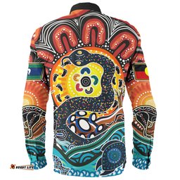 Australia Rainbow Serpent Aboriginal Long Sleeve Button Shirt - Dreamtime Rainbow Serpent Long Sleeve Button Shirt
