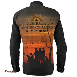 Australia Long Sleeve Button Shirt - Anzac Day Australia And New Zealand Remembers