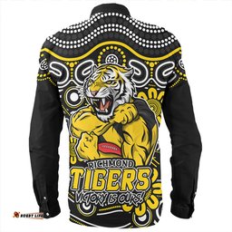 Richmond Long Sleeve Button Shirt Aboriginal Inspired Tough Fan Football For Life