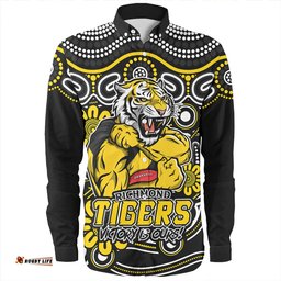Richmond Long Sleeve Button Shirt Aboriginal Inspired Tough Fan Football For Life