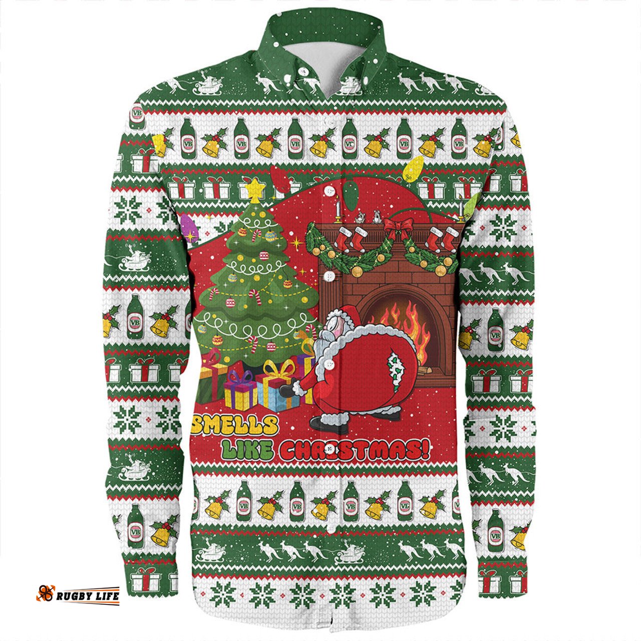 Australia Long Sleeve Button Shirt Smells Like Christmas Cheer
