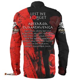 New Zealand Anzac Long Sleeve Button Shirt - Anzac Poppy