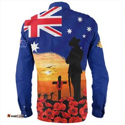 Australia Long Sleeve Button Shirt Lest We Forget Remembrance Day Tribute