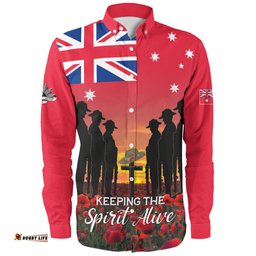 Australia Long Sleeve Button Shirt - Anzac Day Australian Red Ensign